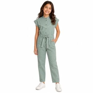 INDEE Jupiter Jumpsuit Eden Green Girls Size 12 Cotton NWT Boutique Chic
